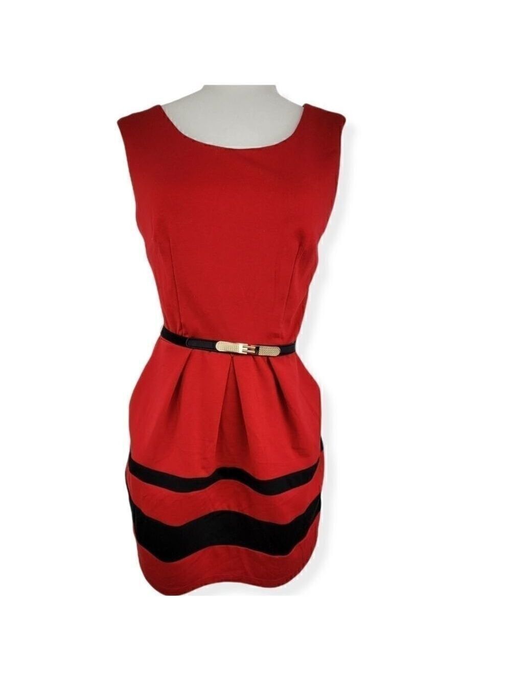 By & By Red Sleeveless Dress with Belt - Medium NWOT